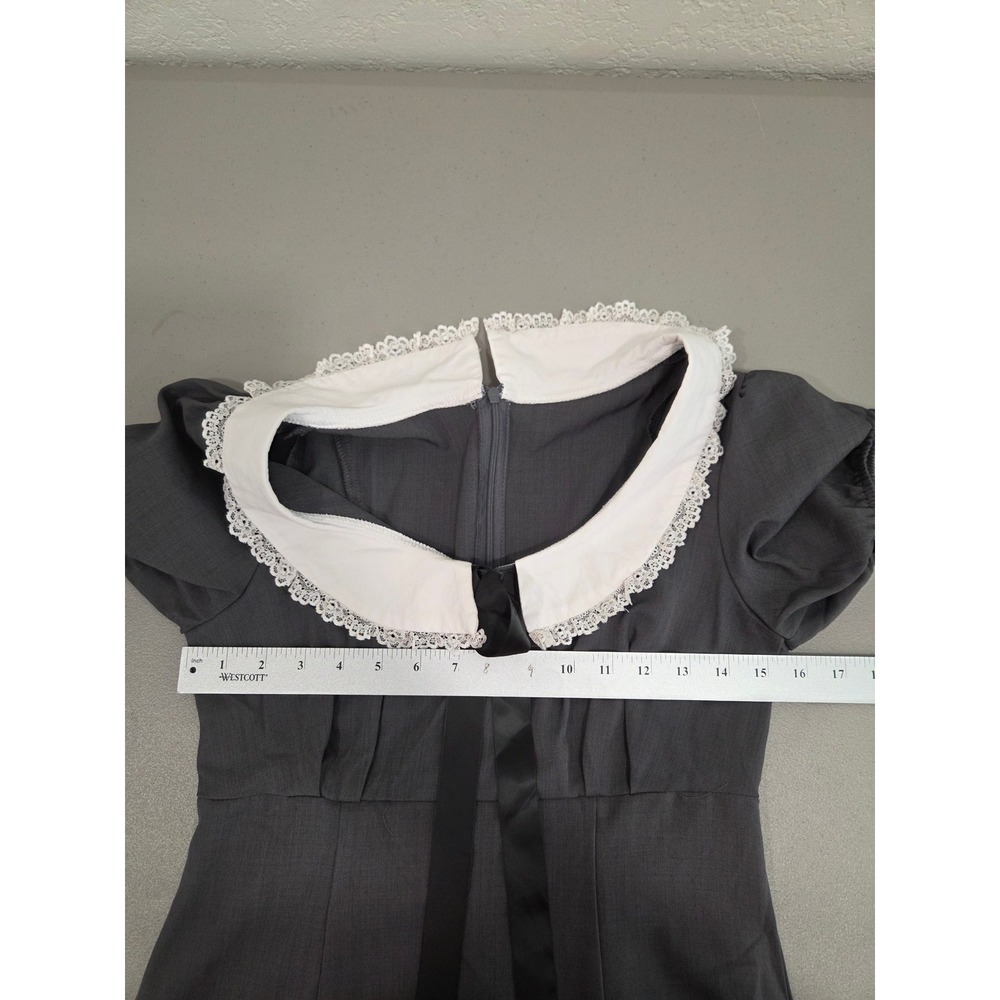 DAZY Wednesday Addams Peter Pan Collar Mini Dress Junior M Coquette Doll Gray - Picture 10 of 13